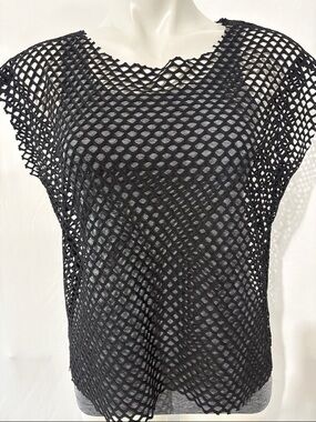 Electric Love Army Black Fishnet Overlay Top